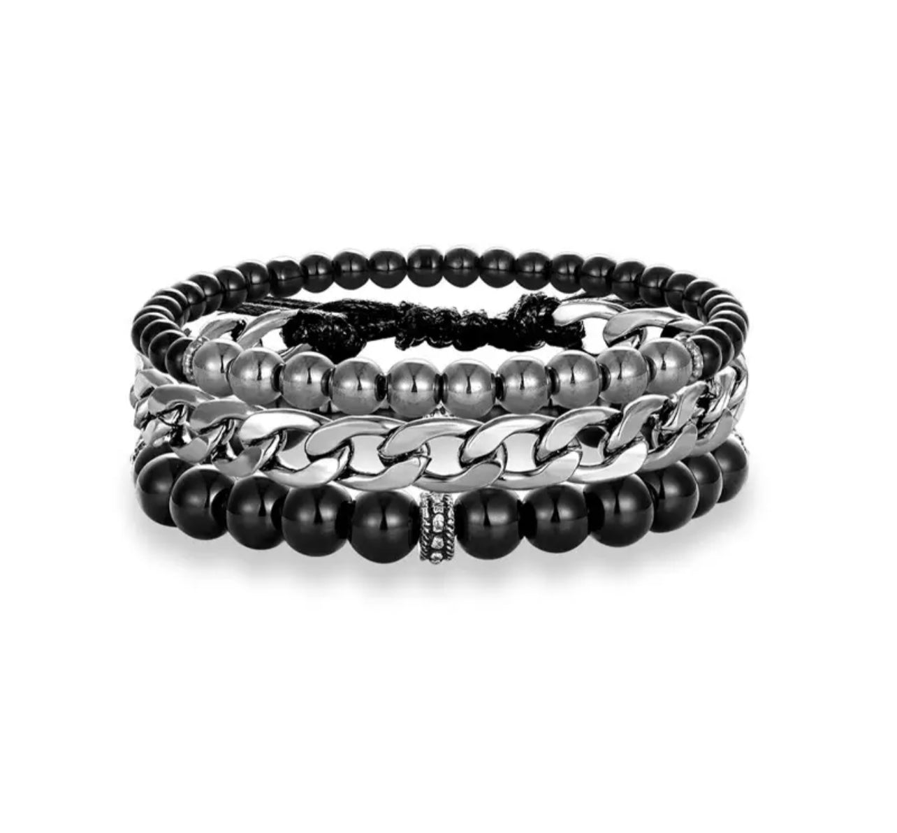 Cubano Silver Bracelet 3pc Set
